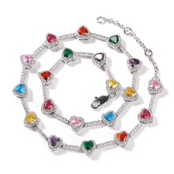 Other Jewelry - Multi Coloured Heart Shaped Necklaceheart A 60 F